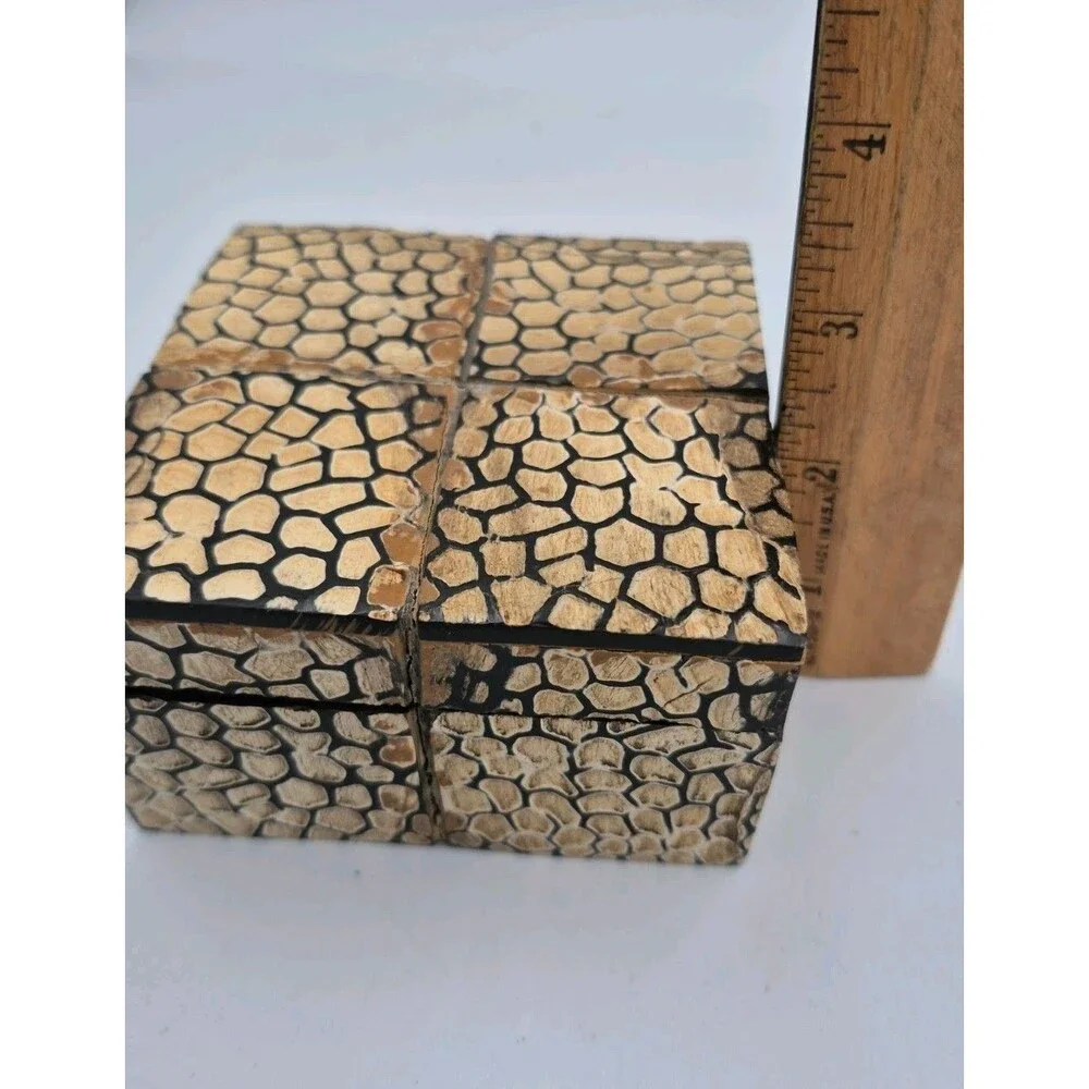 Handmade Indian Horn Inlay Jewelry Box Spotted Mosaic Trinket Keepsake India